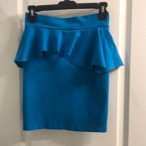 Bebe peplum blue miniskirt size xs